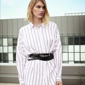 Maje Striped Woven Shirt Dress
